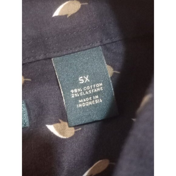 Perry Ellis Stretch Men's 5X Blue Floral Print Button Up Long Sleeve Shirt - Picture 11 of 13